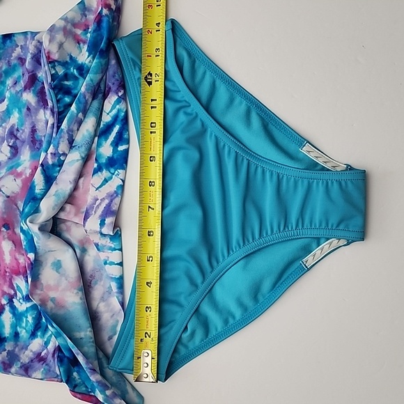 Speedo Girls 2-Piece Tankini Swimsuit Blue Purple Size 16 - Picture 9 of 10